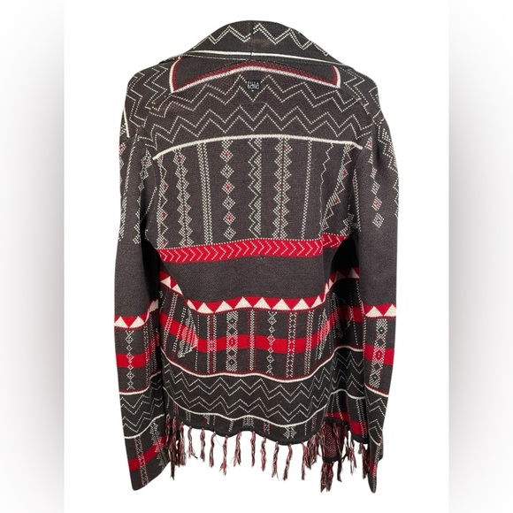 Designer's Closet by Billabong Aztec Tribal Cardigan Sweater Fringe Boho Small - Picture 3 of 12